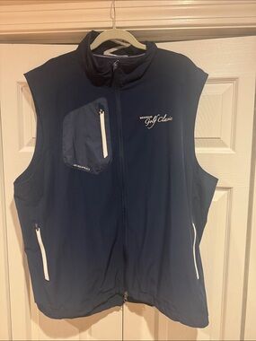 Men's Zero Restriction Navy Brigham Golf Classic Sleeveless Vest